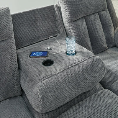 Observation Power Reclining Sofa with Drop Down Table - Dark Gray Reclining Sofa modern furniture Contempo Furniture