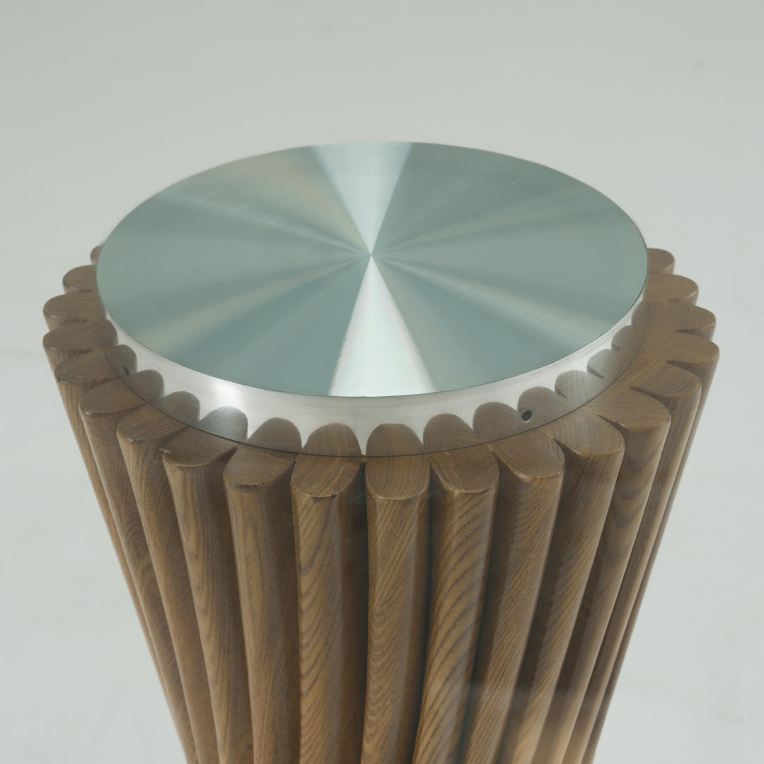 Ocasio - Modern Glass + Walnut Round Dining Table