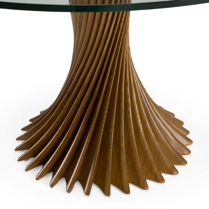 Ocasio - Modern Glass + Walnut Round Dining Table