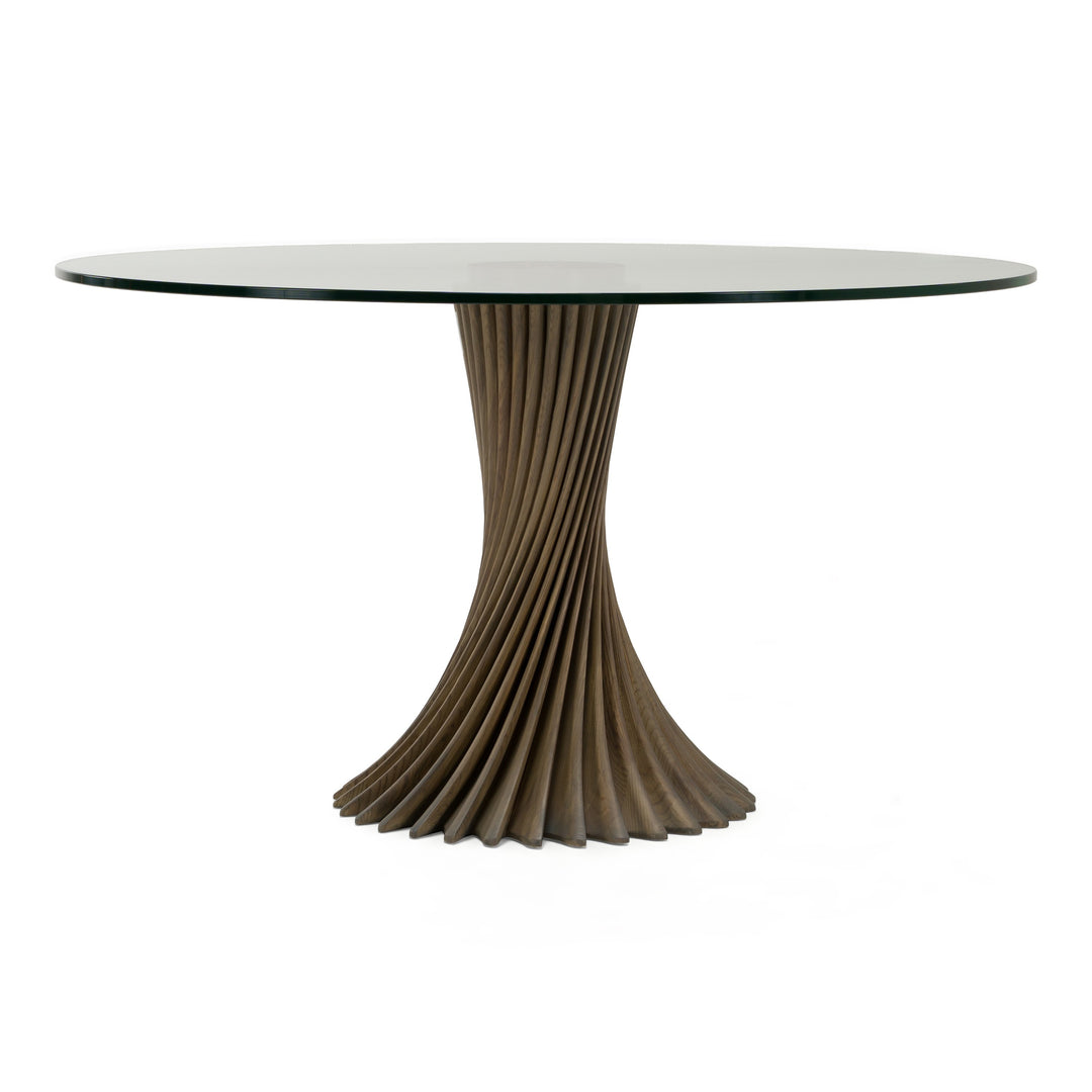 Ocasio - Modern Glass + Grey Ash Round Dining Table