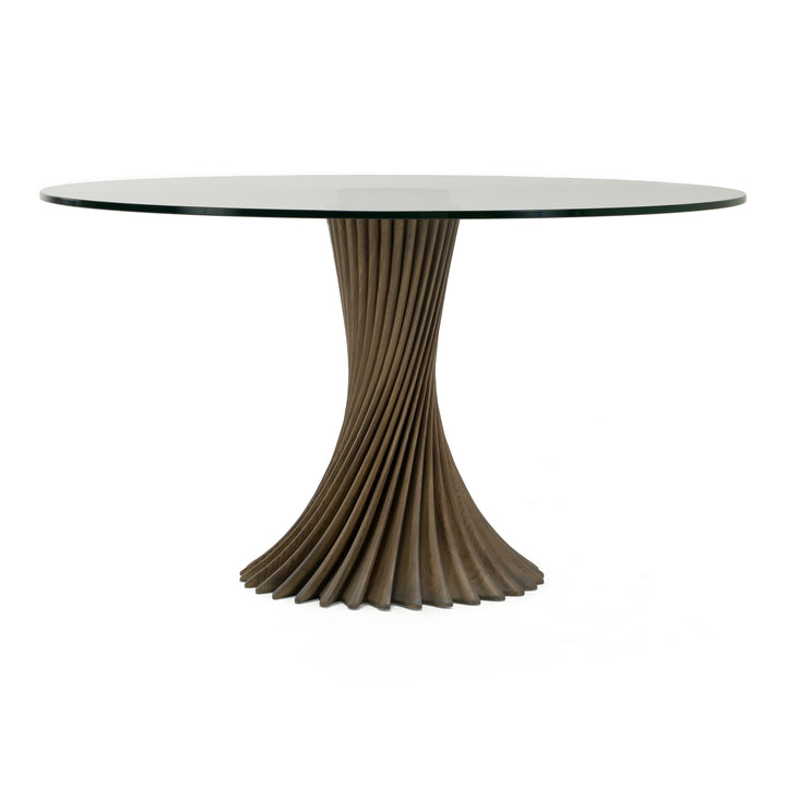 Ocasio - Modern Glass + Grey Ash Round Dining Table