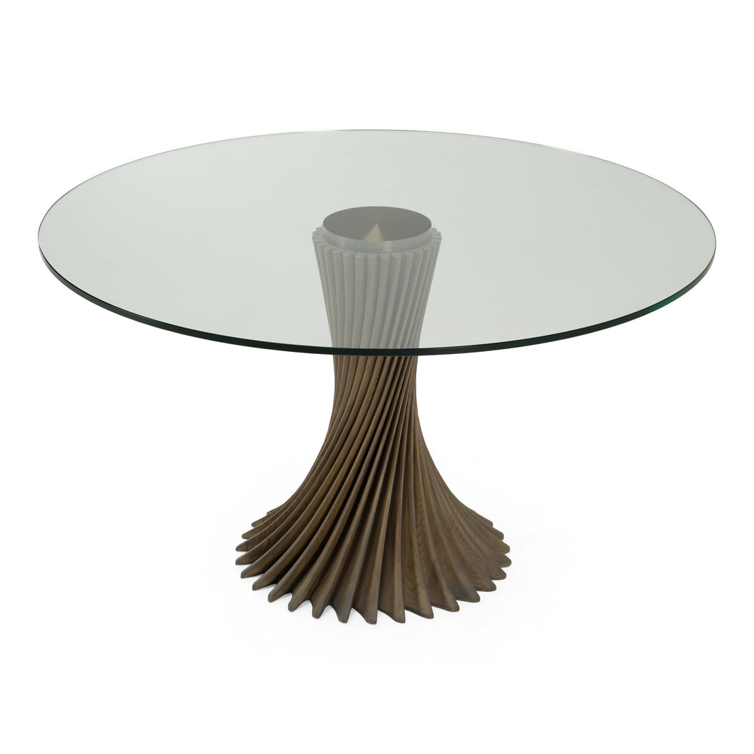 Ocasio - Modern Glass + Grey Ash Round Dining Table