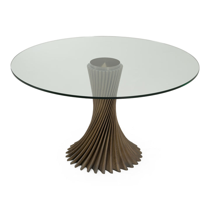 Ocasio - Modern Glass + Grey Ash Round Dining Table