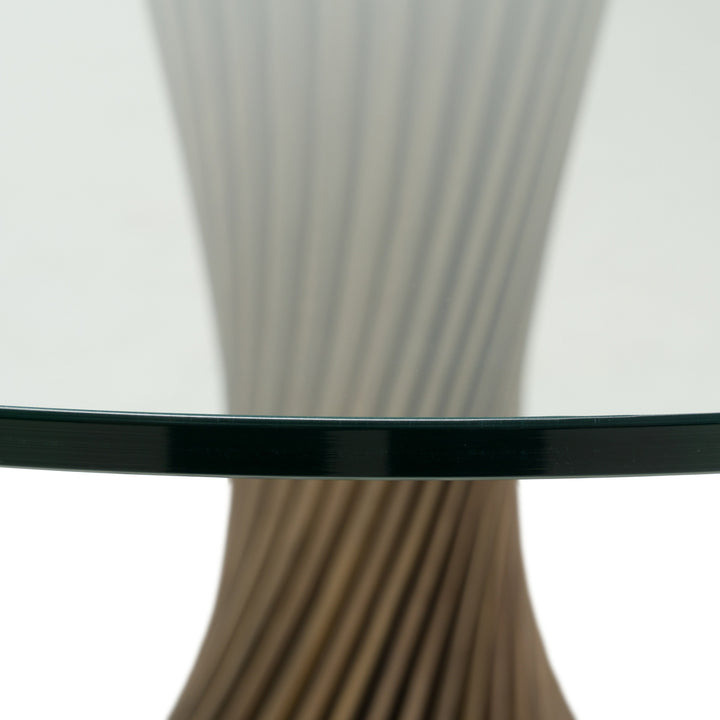 Ocasio - Modern Glass + Grey Ash Round Dining Table