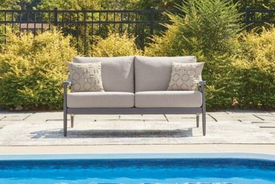 Ocean Beach Outdoor Loveseat with Cushion - Gray Loveseat modern furniture Contempo Furniture