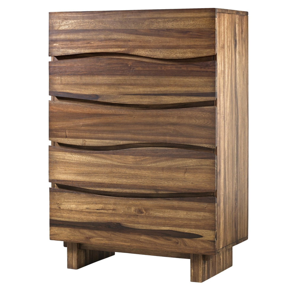 Ocean Five Drawer Solid Wood Chest in Natural Sengon Chest modern furniture Contempo Furniture