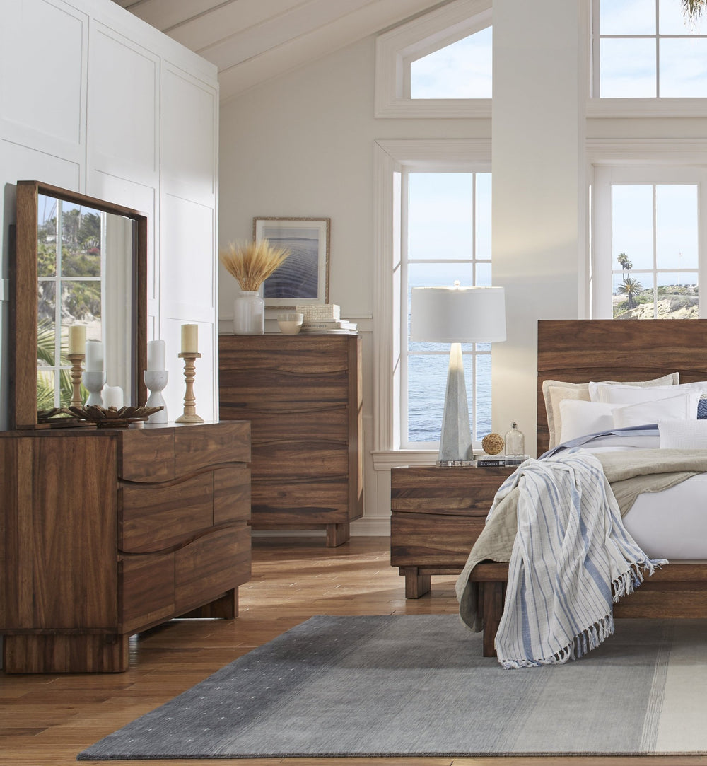 Ocean Five Drawer Solid Wood Chest in Natural Sengon Chest modern furniture Contempo Furniture