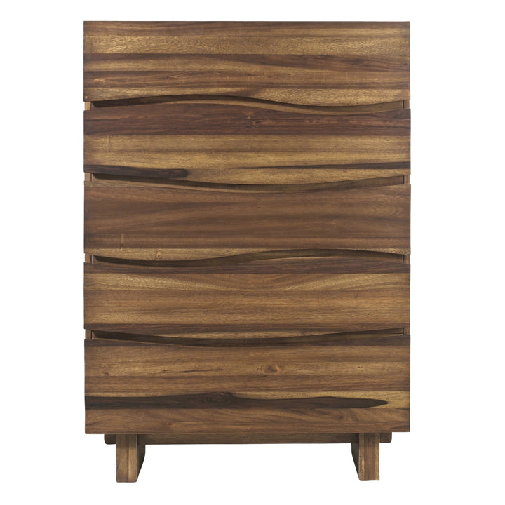 Ocean Five Drawer Solid Wood Chest in Natural Sengon Chest modern furniture Contempo Furniture