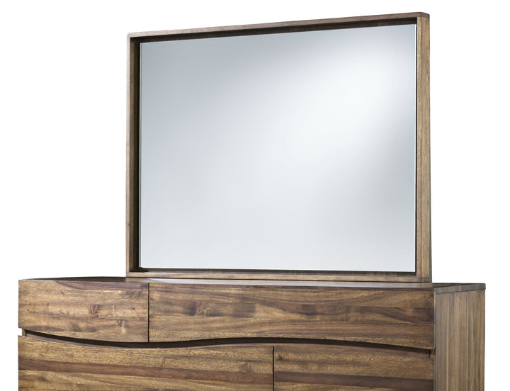 Ocean Solid Wood Floating Glass Mirror in Natural Sengon Mirror modern furniture Contempo Furniture