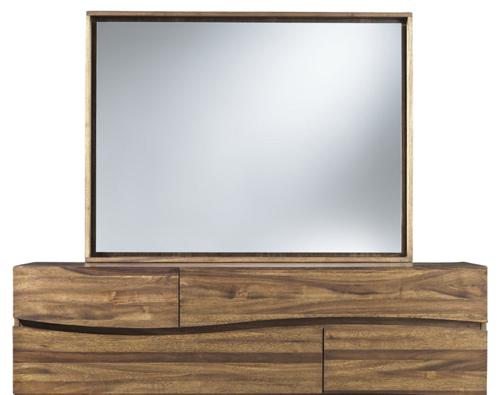Ocean Solid Wood Floating Glass Mirror in Natural Sengon Mirror modern furniture Contempo Furniture