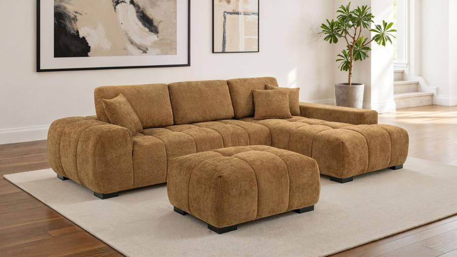Octavia - Fabric Upholstered Rectangular Ottoman - Amber Upholstered Ottoman modern furniture Contempo Furniture