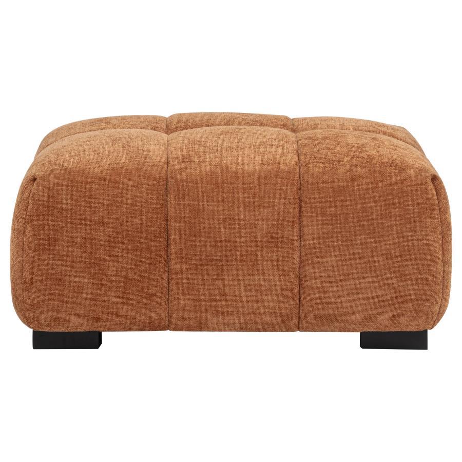 Octavia - Fabric Upholstered Rectangular Ottoman - Orange Upholstered Ottoman modern furniture Contempo Furniture