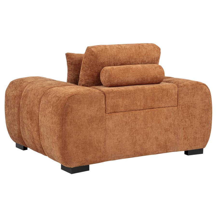 Octavia - Fabric Upholstered Track Arm Accent Chair - Orange Arm Chair modern furniture Contempo Furniture