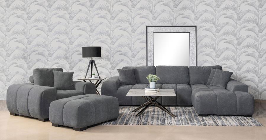 Octavia - Upholstered Track Arm Accent Chair - Charcoal Gray Arm Chair modern furniture Contempo Furniture