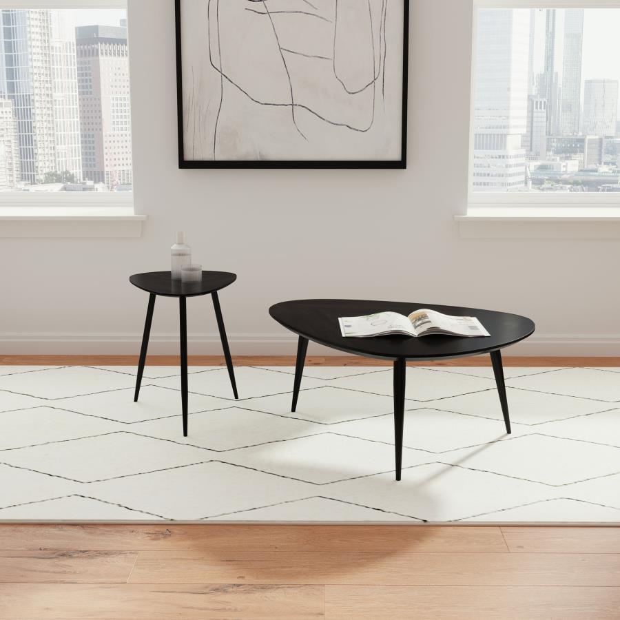 Odessa - 2 Piece Triangular Coffee And End Table Set - Black Table Set modern furniture Contempo Furniture