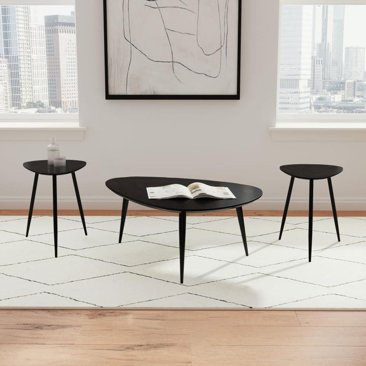 Odessa - 3 Piece Triangular Coffee And End Table Set - Black Table Set modern furniture Contempo Furniture