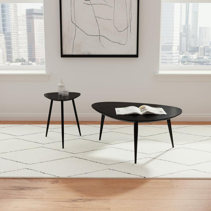 Odessa - Triangular Solid Wood End Table - Black End Table modern furniture Contempo Furniture