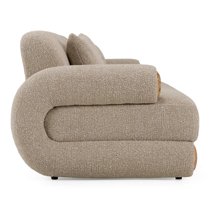 Odette - Modern Beige Fabric + White Burl Sofa