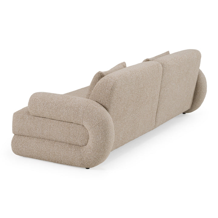 Odette - Modern Beige Fabric + White Burl Sofa