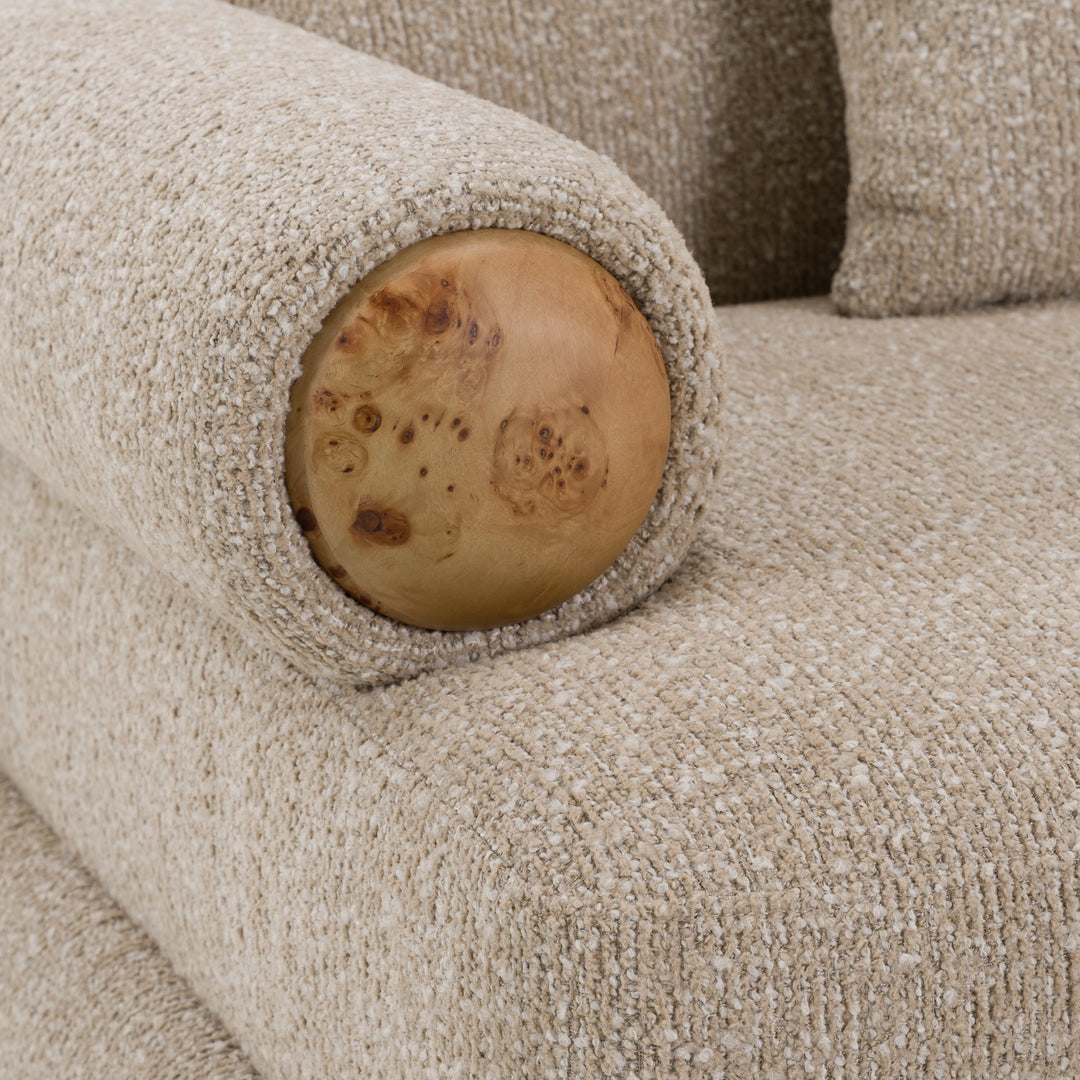 Odette - Modern Beige Fabric + White Burl Sofa