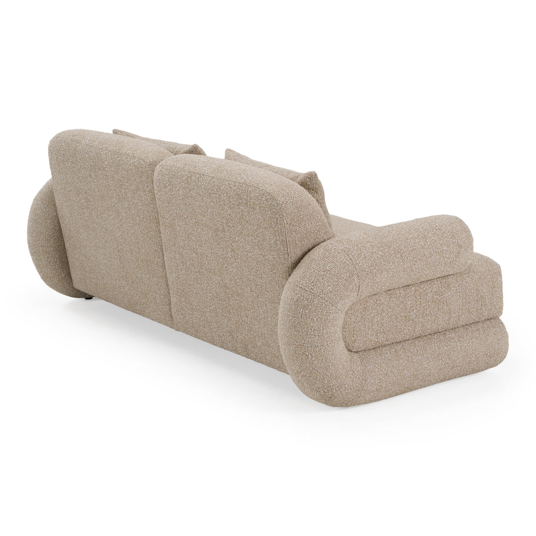 Odette - Modern Beige Fabric + White Burl Loveseat Sofa