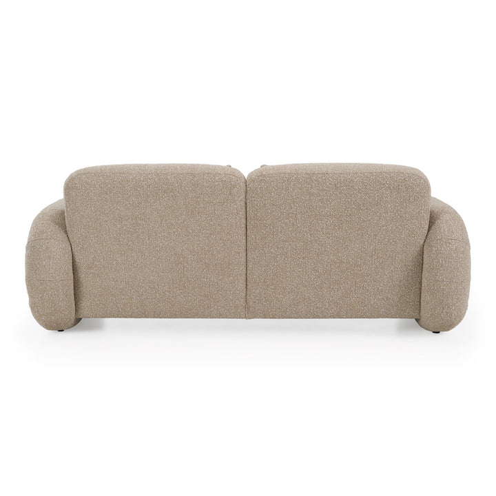 Odette - Modern Beige Fabric + White Burl Loveseat Sofa