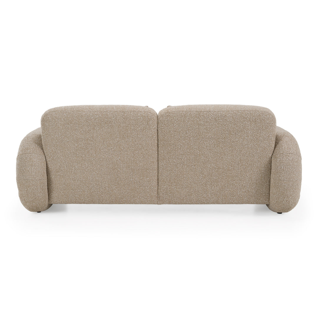 Odette - Modern Beige Fabric + White Burl Loveseat Sofa