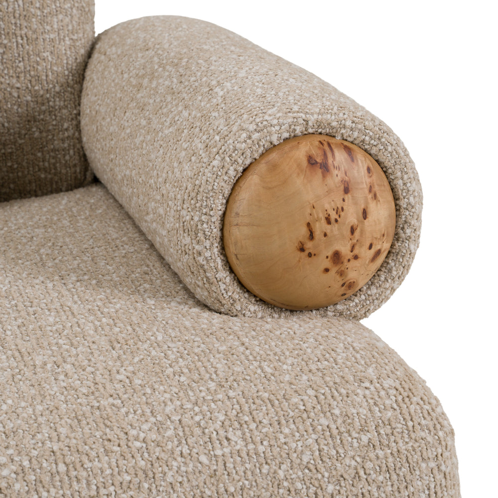 Odette - Modern Beige Fabric + White Burl Loveseat Sofa - View 6