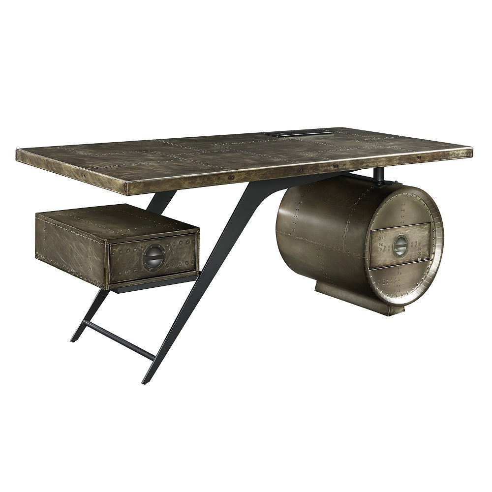 Brancaster Executive Writing Desk with USB - Bronze Aluminum