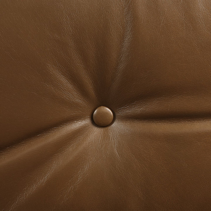 Dasya Swivel Office Chair - Brown Top Grain Leather &amp; Iron