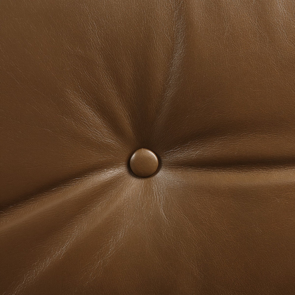 Dasya Swivel Office Chair - Brown Top Grain Leather & Iron