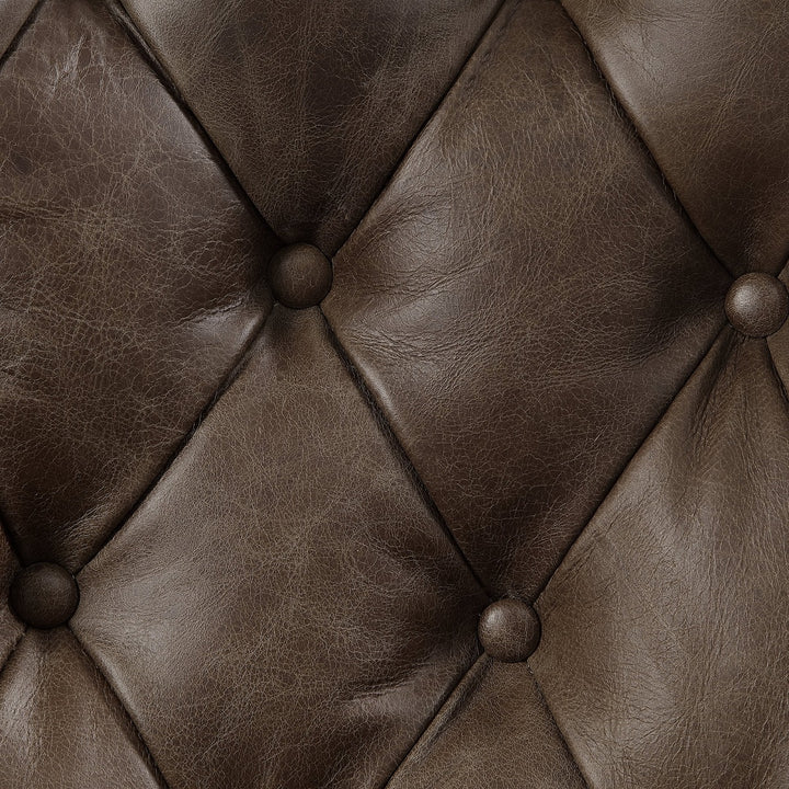 Dasan Swivel Office Chair - Dark Brown Top Grain Leather &amp; Iron