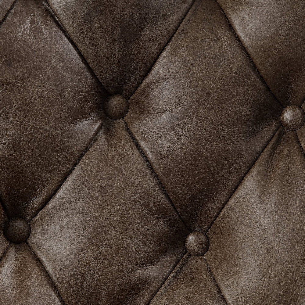 Dasan Swivel Office Chair - Dark Brown Top Grain Leather & Iron