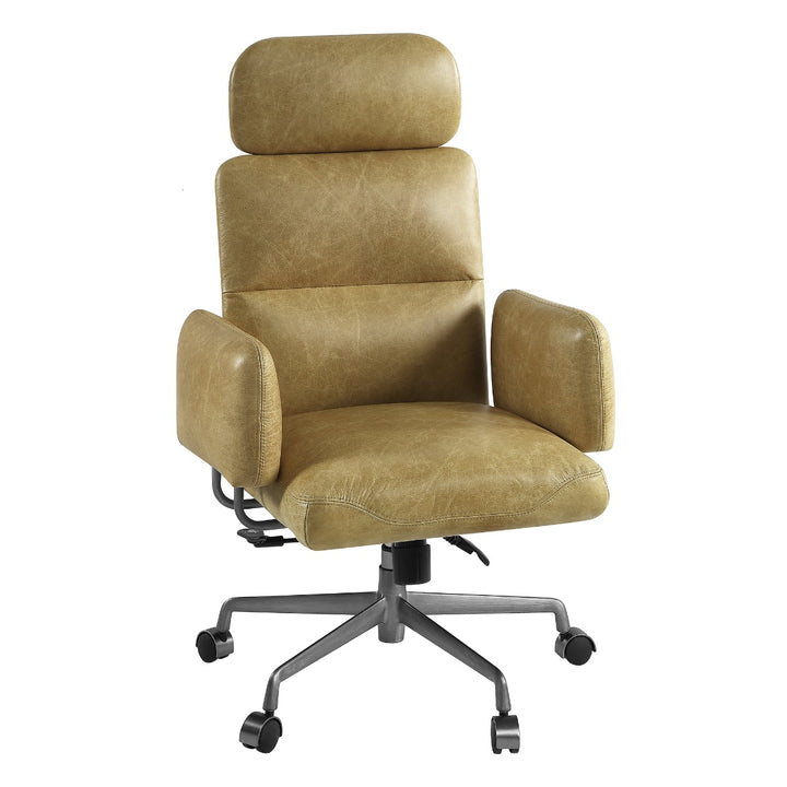 Davu Swivel Office Chair - Vintage Top Grain Leather &amp; Iron