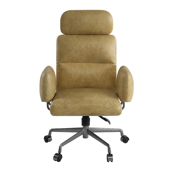 Davu Swivel Office Chair - Vintage Top Grain Leather &amp; Iron