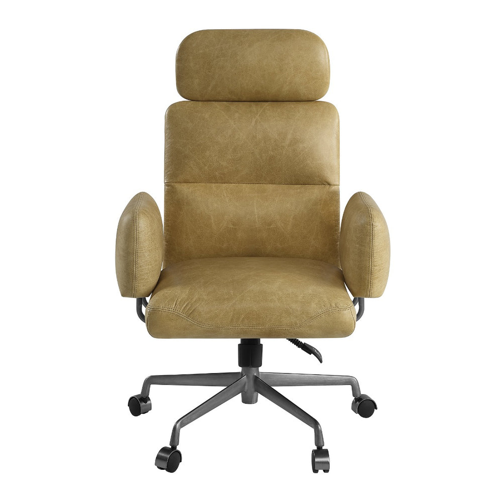Davu Swivel Office Chair - Vintage Top Grain Leather & Iron