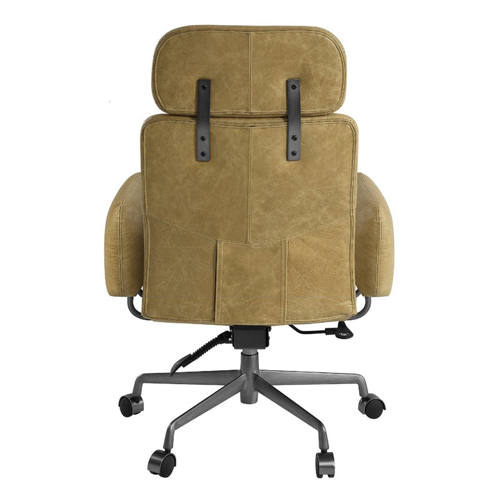Davu Swivel Office Chair - Vintage Top Grain Leather &amp; Iron