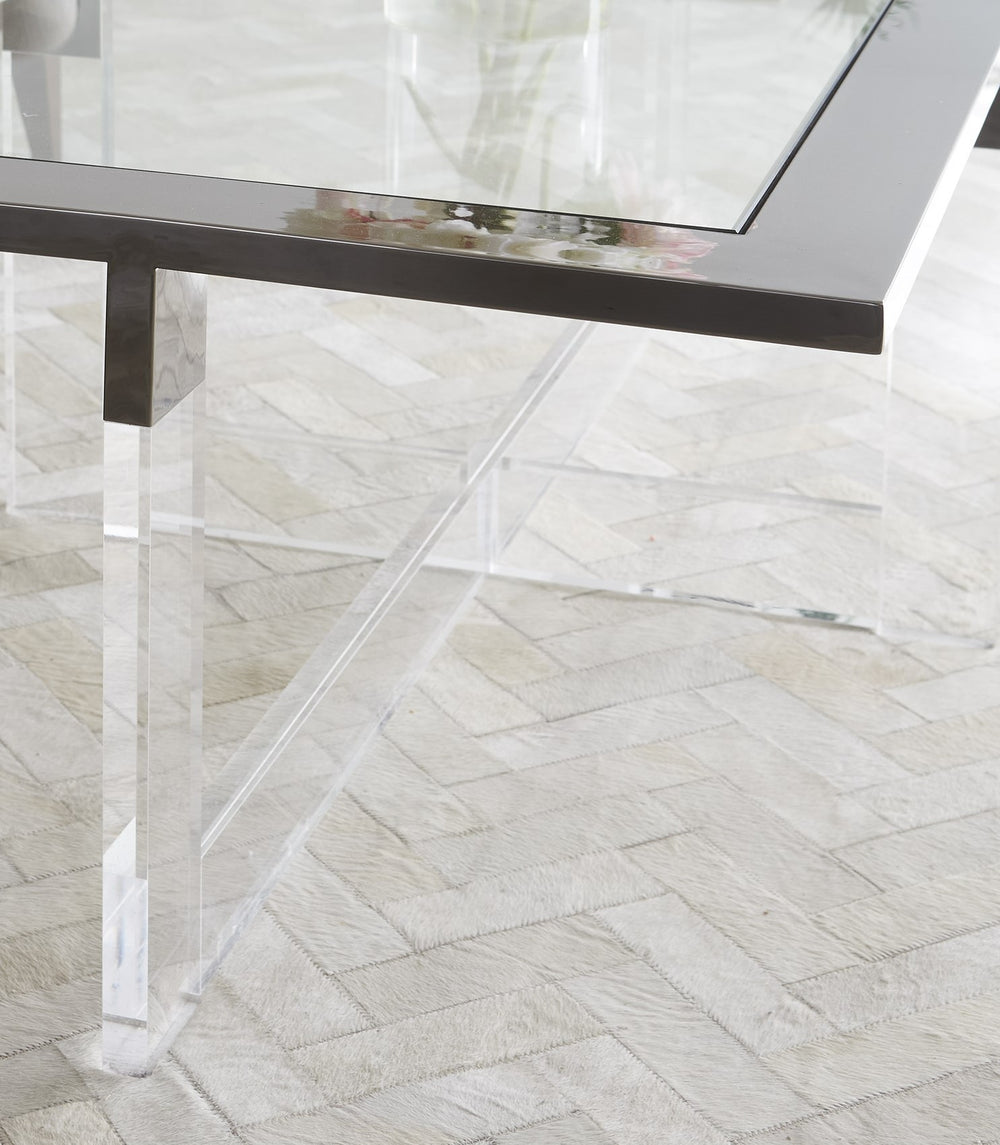 Modus Furniture Emy221 Bastian Coffee Table In Clear Acrylic And Gunmetal Polished Stainless Steel