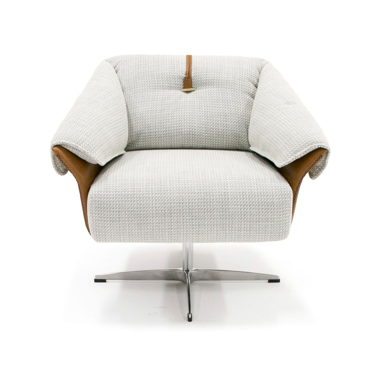 Ohio - Swivel Grey and Camel Fabric Accent Chair