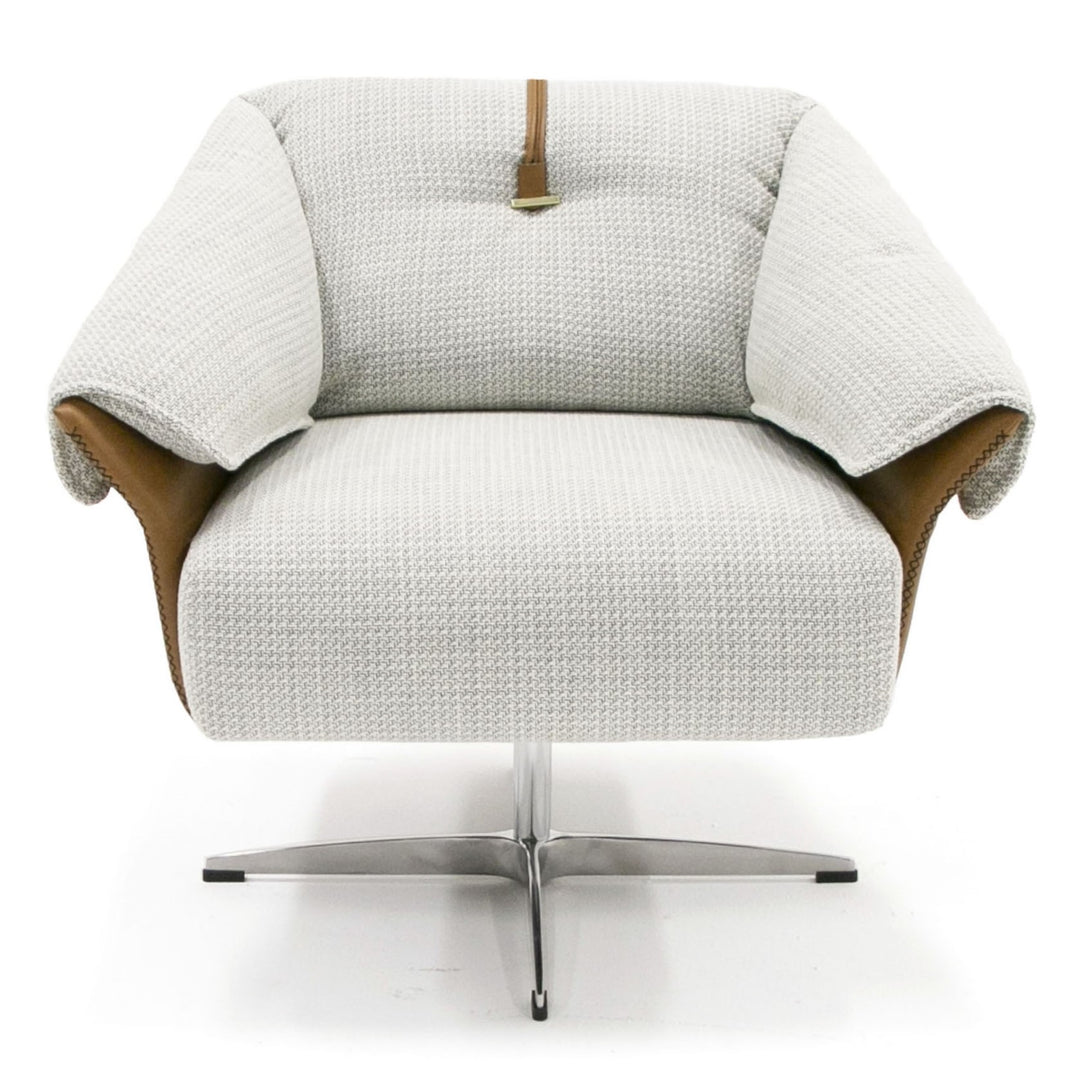 Ohio - Swivel Grey and Camel Fabric Accent Chair