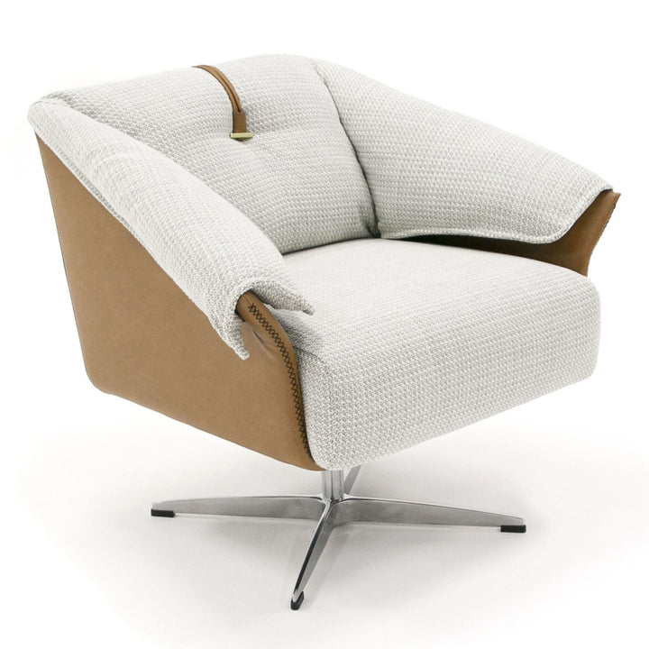 Ohio  Swivel Grey and Camel Fabric Accent Chair