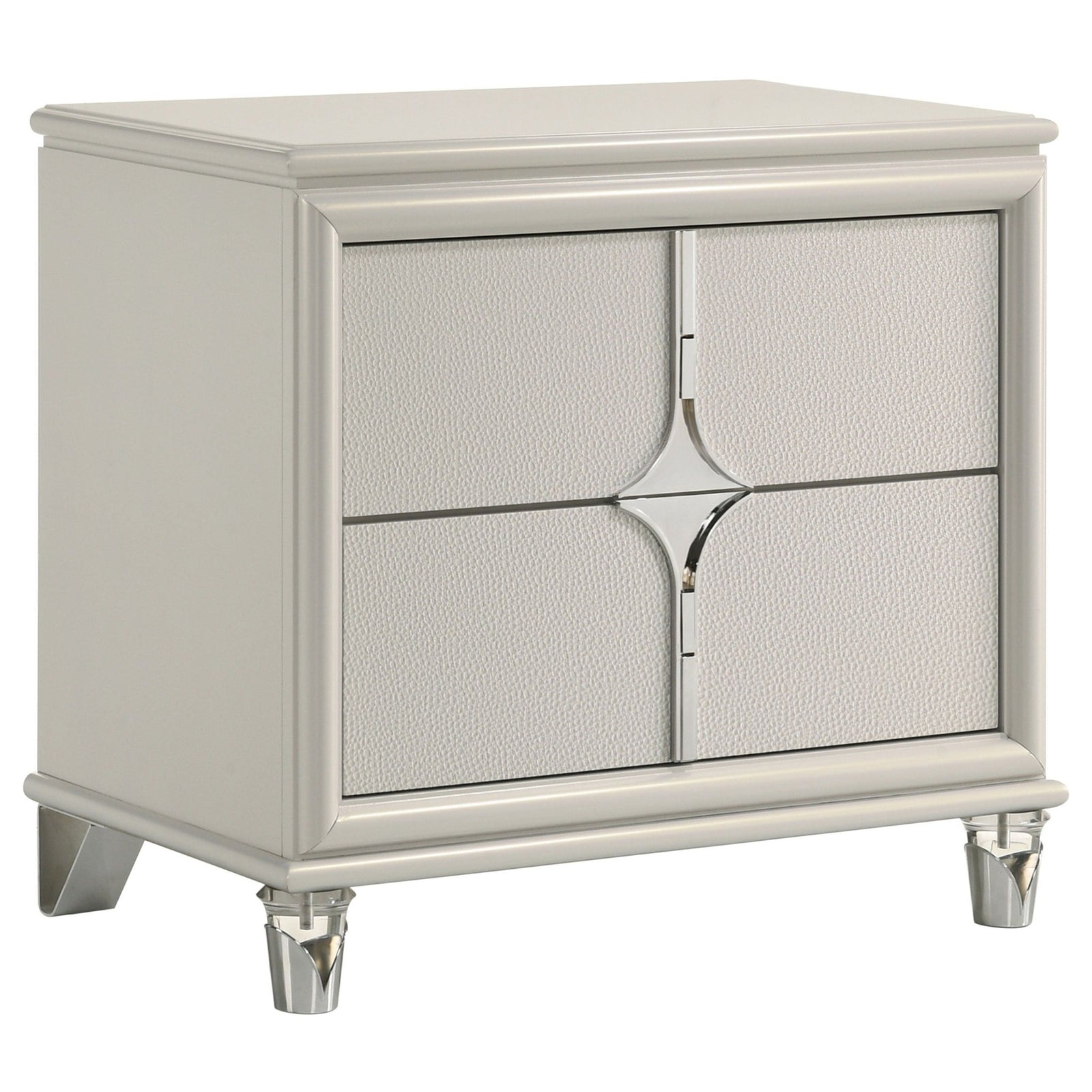Olivia - 2 - Drawer Nightstand Bedside Table - Pearl White Accent Nightstand modern furniture Contempo Furniture