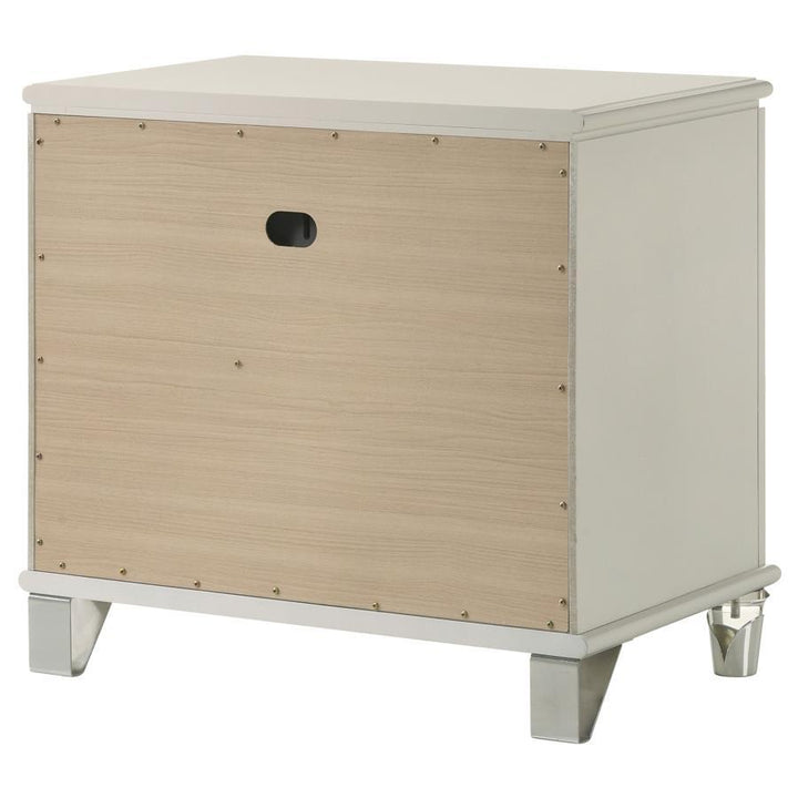 Olivia - 2 - Drawer Nightstand Bedside Table - Pearl White Accent Nightstand modern furniture Contempo Furniture