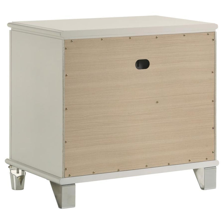 Olivia - 2 - Drawer Nightstand Bedside Table - Pearl White Accent Nightstand modern furniture Contempo Furniture
