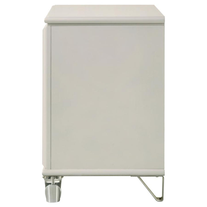 Olivia - 2 - Drawer Nightstand Bedside Table - Pearl White Accent Nightstand modern furniture Contempo Furniture