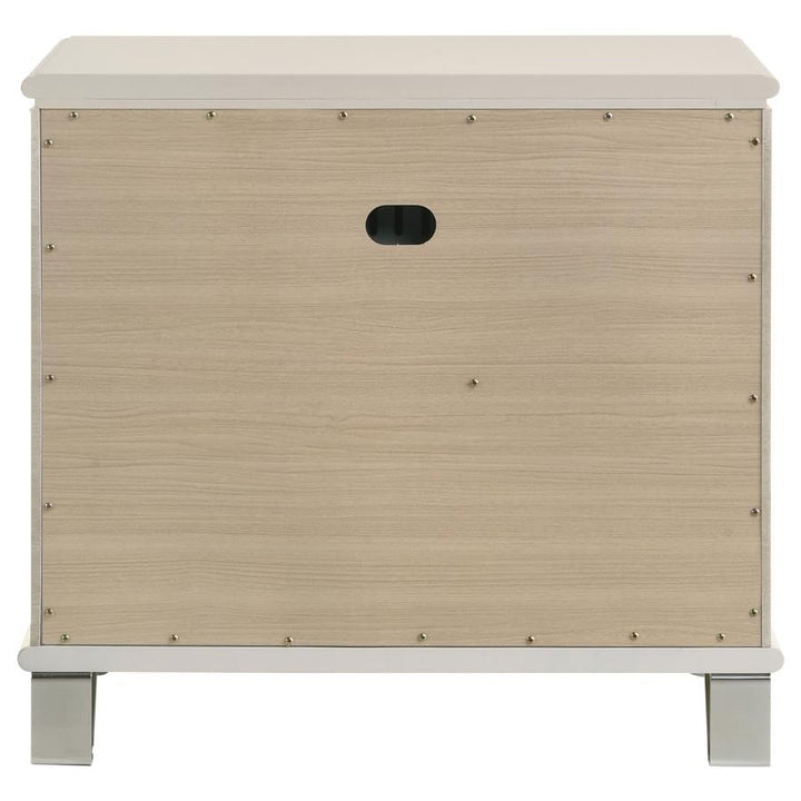 Olivia - 2 - Drawer Nightstand Bedside Table - Pearl White Accent Nightstand modern furniture Contempo Furniture