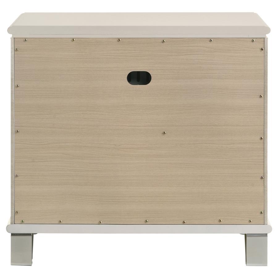 Olivia - 2 - Drawer Nightstand Bedside Table - Pearl White Accent Nightstand modern furniture Contempo Furniture