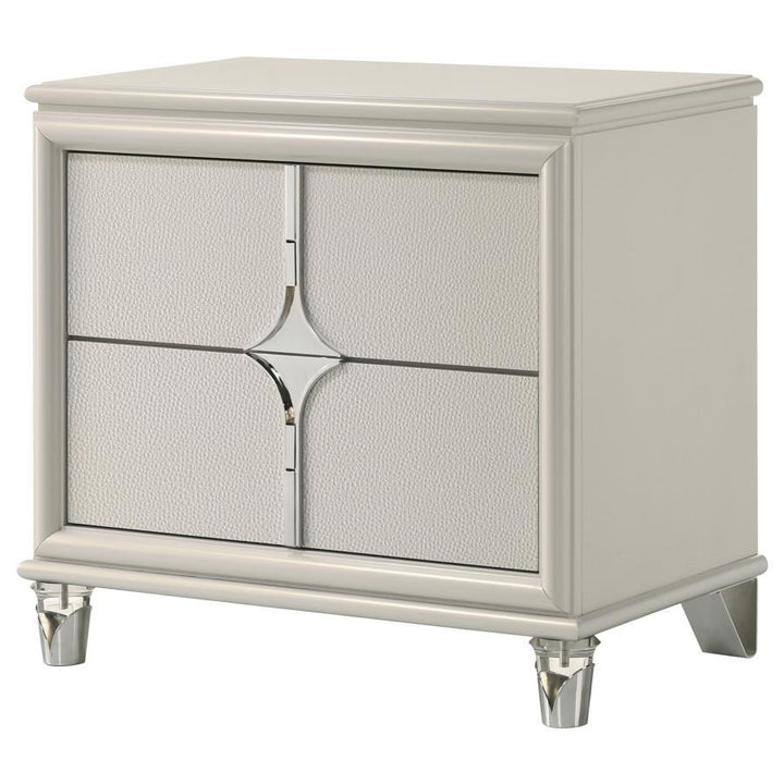 Olivia - 2 - Drawer Nightstand Bedside Table - Pearl White Accent Nightstand modern furniture Contempo Furniture