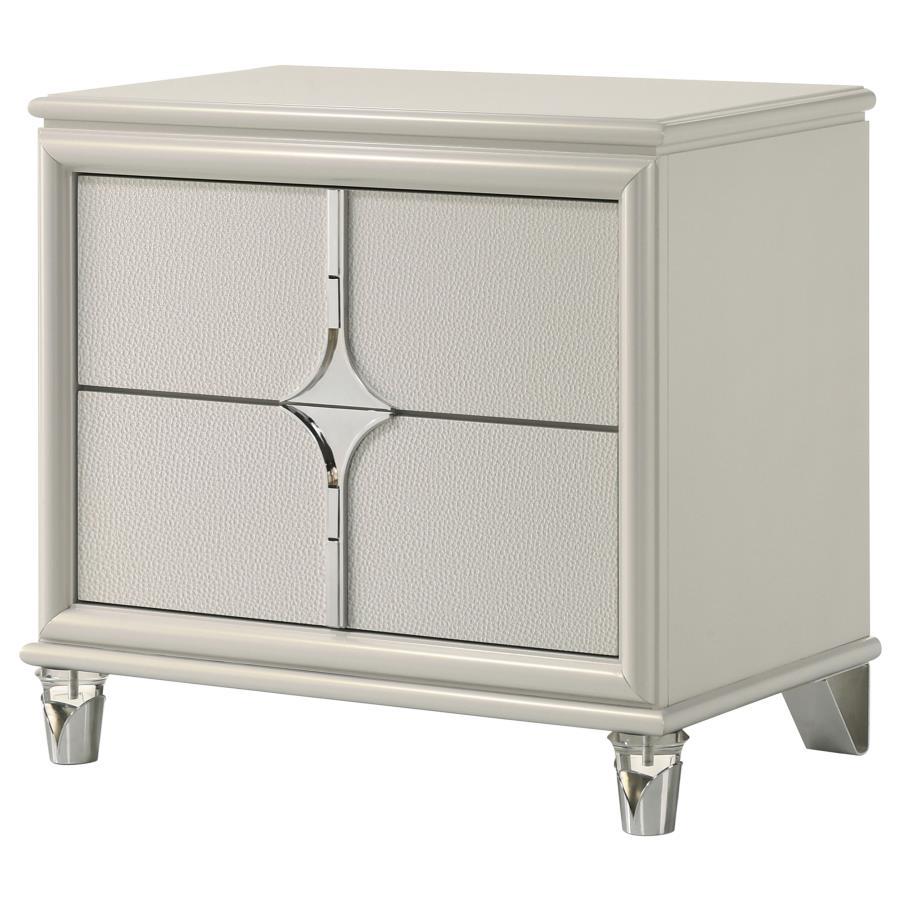 Olivia - 2 - Drawer Nightstand Bedside Table - Pearl White Accent Nightstand modern furniture Contempo Furniture