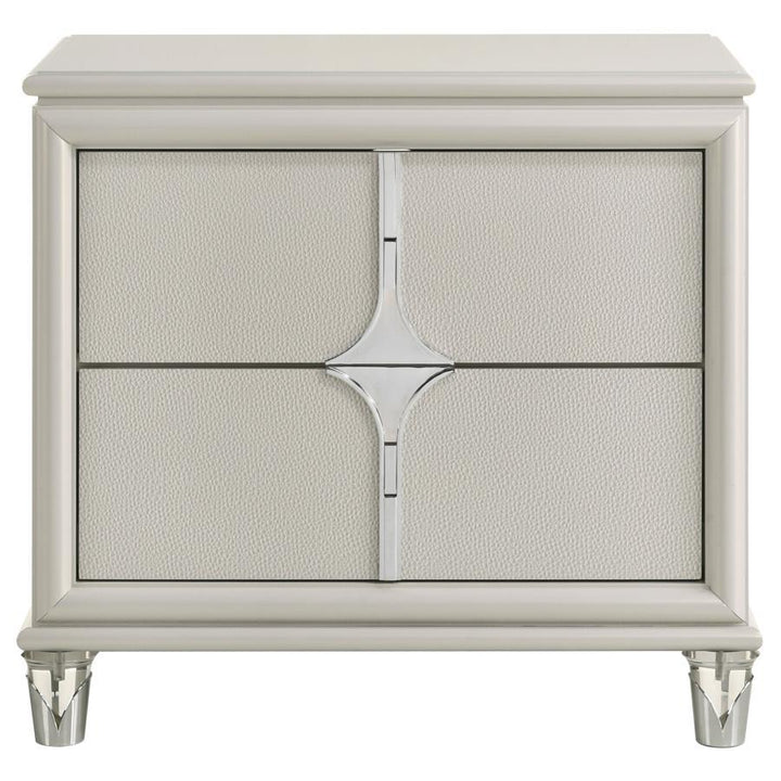 Olivia - 2 - Drawer Nightstand Bedside Table - Pearl White Accent Nightstand modern furniture Contempo Furniture